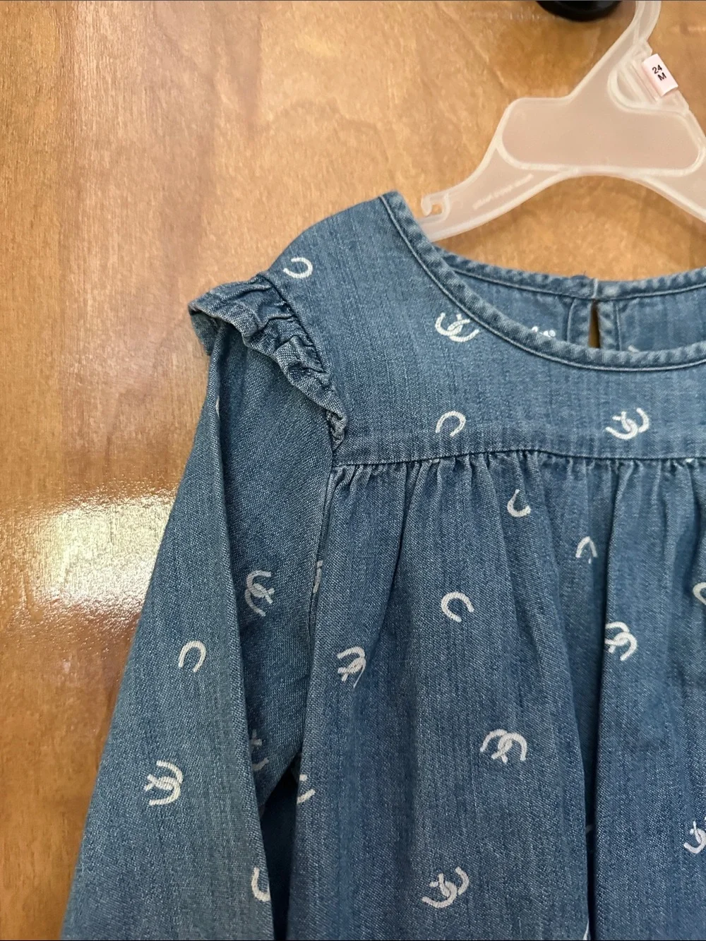 2 piece Wrangler Blue Denim Baby Toddler  Dress with White Horse Shoe Motif